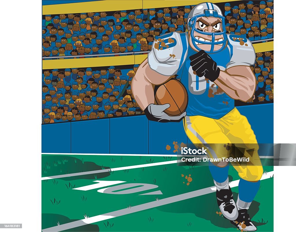 Joueur de Football sur champ de course - clipart vectoriel de Ballon de football américain libre de droits