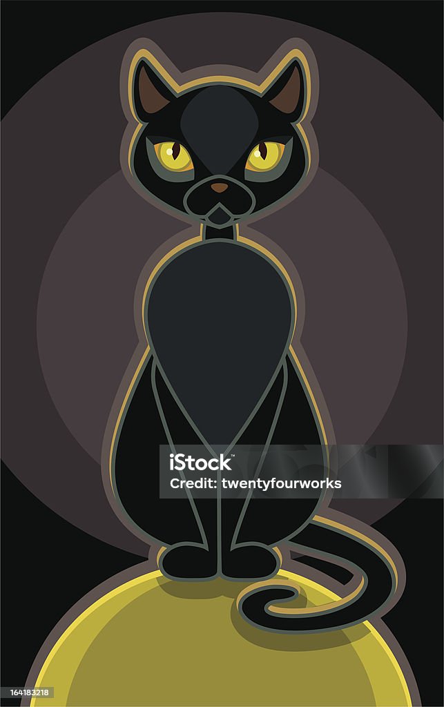 Black Cat A mysterious black cat perched on a glowing orb. Animal stock vector