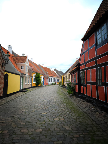 Cobbled stone village with characteristic half-timbered houses