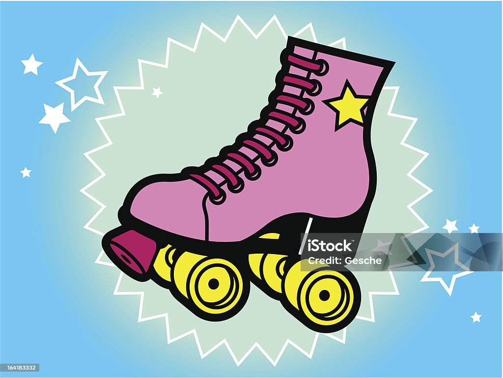 80ties style Roller Skate Single 80ties style roller skate with star background. Roller Skate stock vector