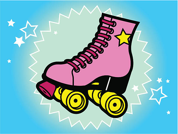 80ties style Roller Skate vector art illustration