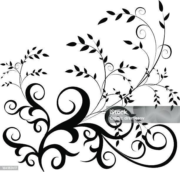 Emblema De Floral - Arte vetorial de stock e mais imagens de Branco - Branco, Contorno, Cor preta