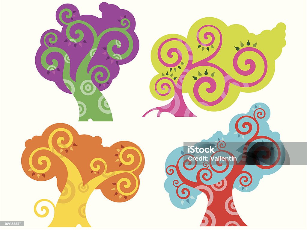 Tree Design Style Tree Design Series Stock Illustration - Download Image Now - Abstract ...