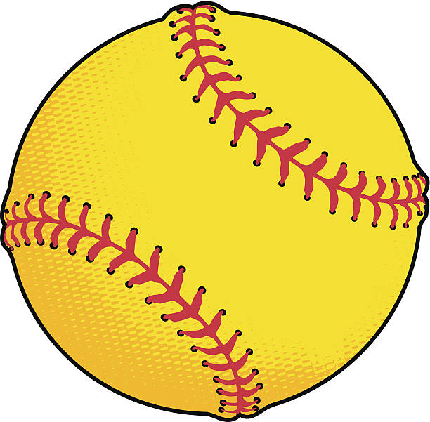 żółty softball - softball seam baseball sport stock illustrations