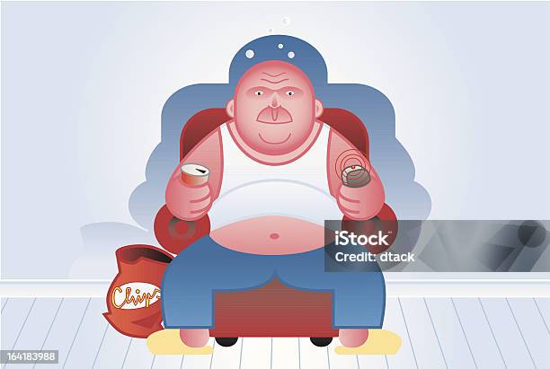 Fat Man Watches Tv Stock Illustration - Download Image Now - Adult, Adults Only, Armchair