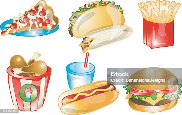 Fast Food Icônes Vecteurs libres de droits et plus d'images vectorielles de Aliment - Aliment, Aliment frit, Alimentation lourde