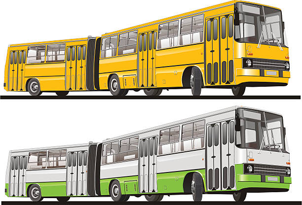 ilustraciones, imágenes clip art, dibujos animados e iconos de stock de autobuses articulados la ciudad - shuttle bus vector isolated on white bus