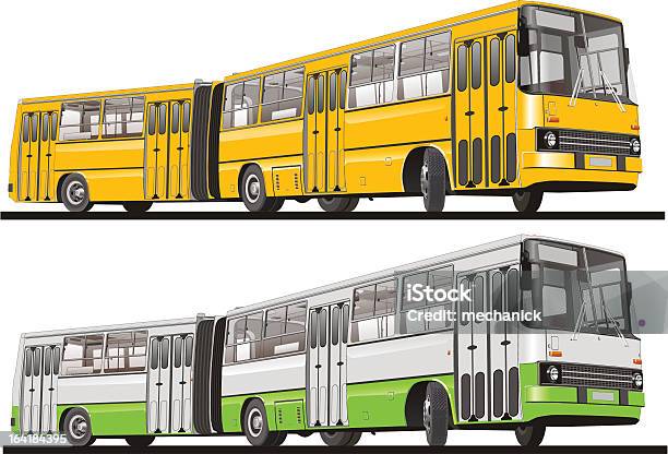 Vetores de City Ônibus Articulada e mais imagens de Ônibus articulado - Ônibus articulado, Amarelo, Cinza - Descrição de Cor