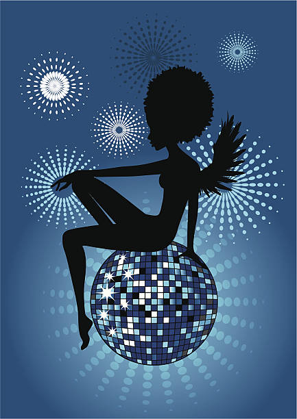 disco angel-niebieski - afro dancing silhouette dancer stock illustrations