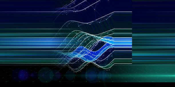 istock Abstract  background contain wavy grid wth dots in web with blurred lines on black. Big Data. Technology  wireframe interlacement concept in virtual space. Banner for business, science and technology data analytics. 1641850853