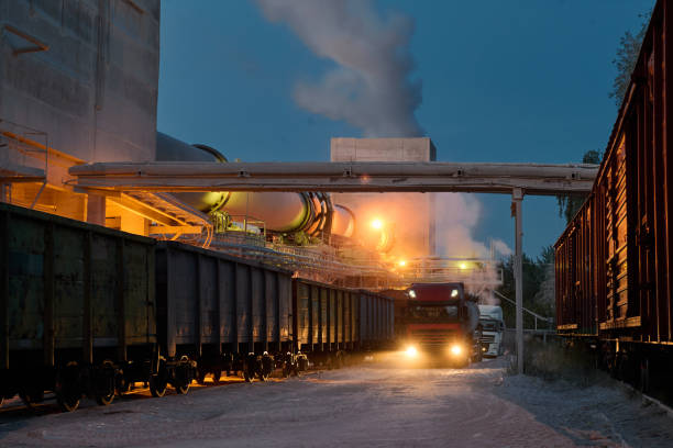 istock Freight train waits for loading at calcium carbonate plant 1641873492