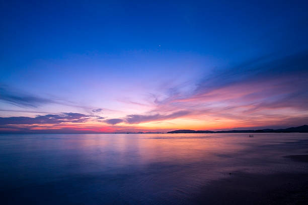 Thailand favorite plance Amazing sunset form thailand beachThailand's favorite beach in summer. horizon over water photos stock pictures, royalty-free photos & images
