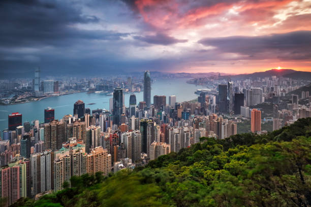 istock Hong Kong panorama - dramatic sunrise from Victoria peak 1641896877