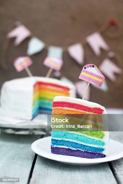 Rainbow Cake Stock Photo - Download Image Now - Baked, Baking, Birthday