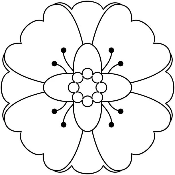 Vector illustration of Flower line art. Design element with floral theme.