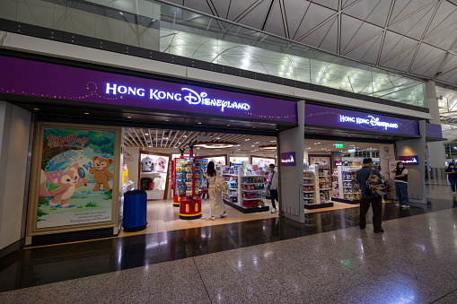 Hong Kong - May 22, 2023 : General view of the Disney Store at Hong Kong International Airport.