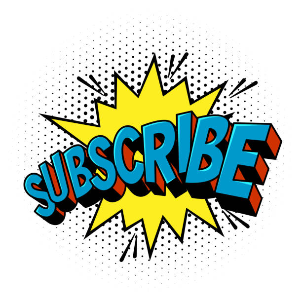 3D "SUBSCRIBE" Text in Comic Book Style. Three Dimensional "SUBSCRIBE" Text in Comic Book Style. Suitable for Social Media Influencers. Vector Label. comic book outline stock illustrations