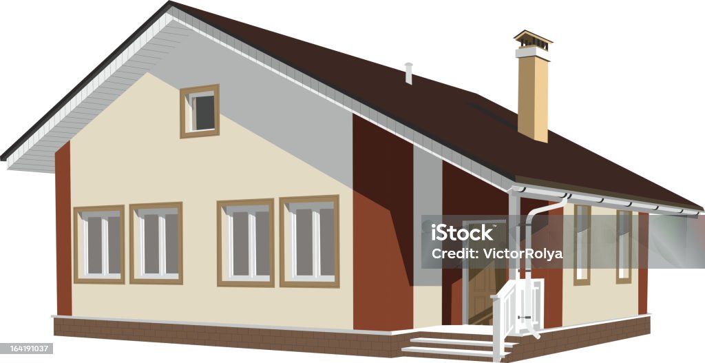 Dipinto casa in sfumature di marrone - arte vettoriale royalty-free di Affari