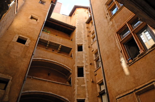 Traboules apartment complex in Old Quarter in Lyon (France).