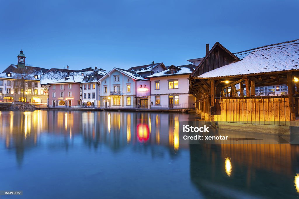 Спокойный вечер в Швейцарии - Стоковые фото Зима роялти-фри