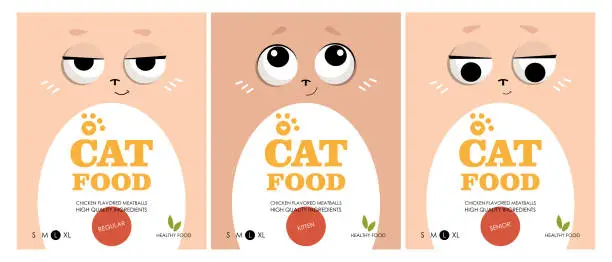 Vector illustration of Cat food packaging design