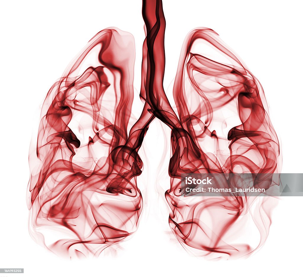 Lungs formed by red smoke. Illustration/symbol of lung cancer Red smoke formation shaped as human lungs. Illustration of smokers lungs which could be used in non-smoking campaigns or lung cancer campaigns. Human Lung Stock Photo