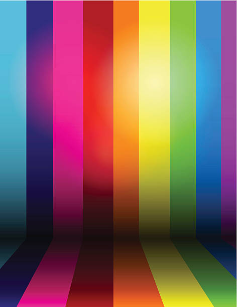 illustrazioni stock, clip art, cartoni animati e icone di tendenza di sfondo vettoriale arcobaleno lucido - rainbow striped abstract in a row