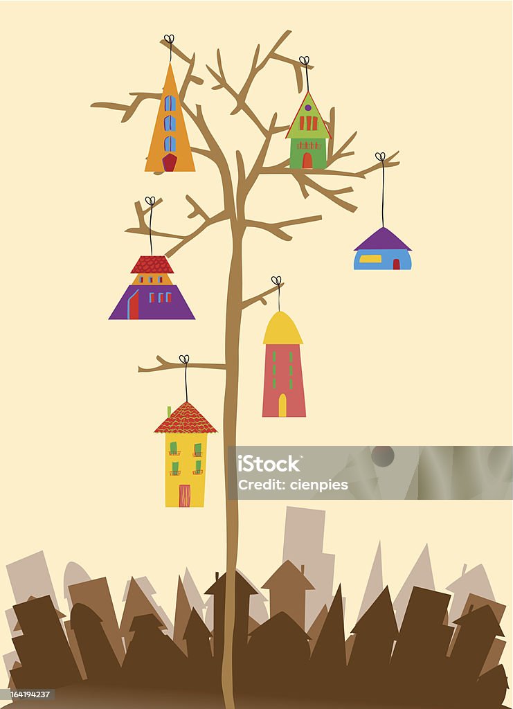 Árbol de la ciudad - arte vectorial de Colgar libre de derechos