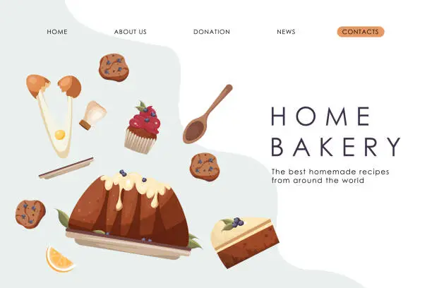 Vector illustration of Home bakery website