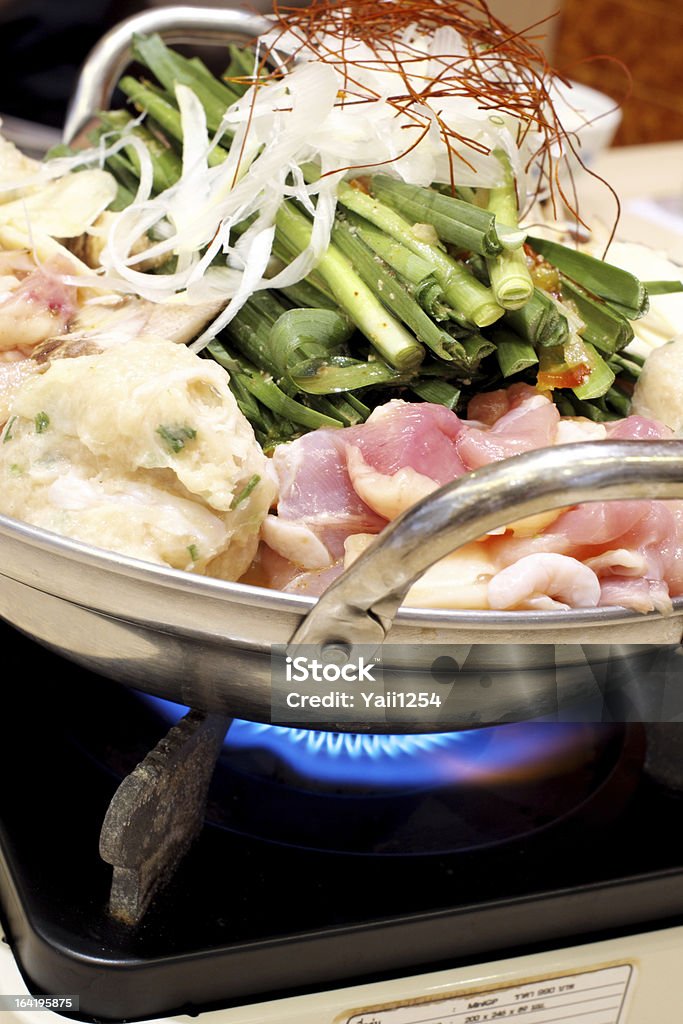 Japanese-style hot pot with chicken Japanese-style hot pot with chicken. Appliance Stock Photo