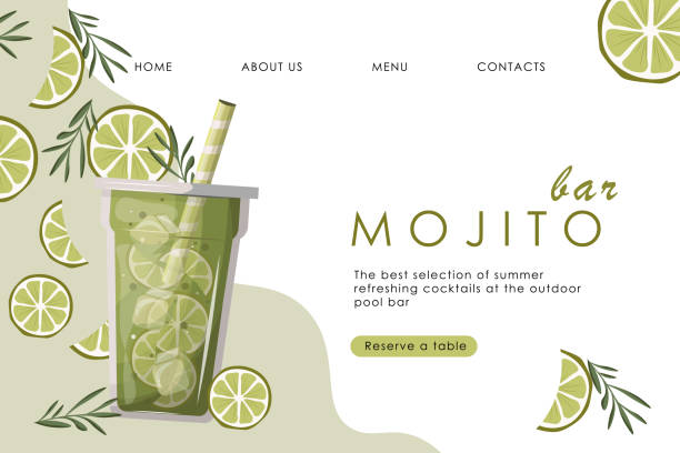 веб-сайт бара «мохито» - lime juice illustrations stock illustrations