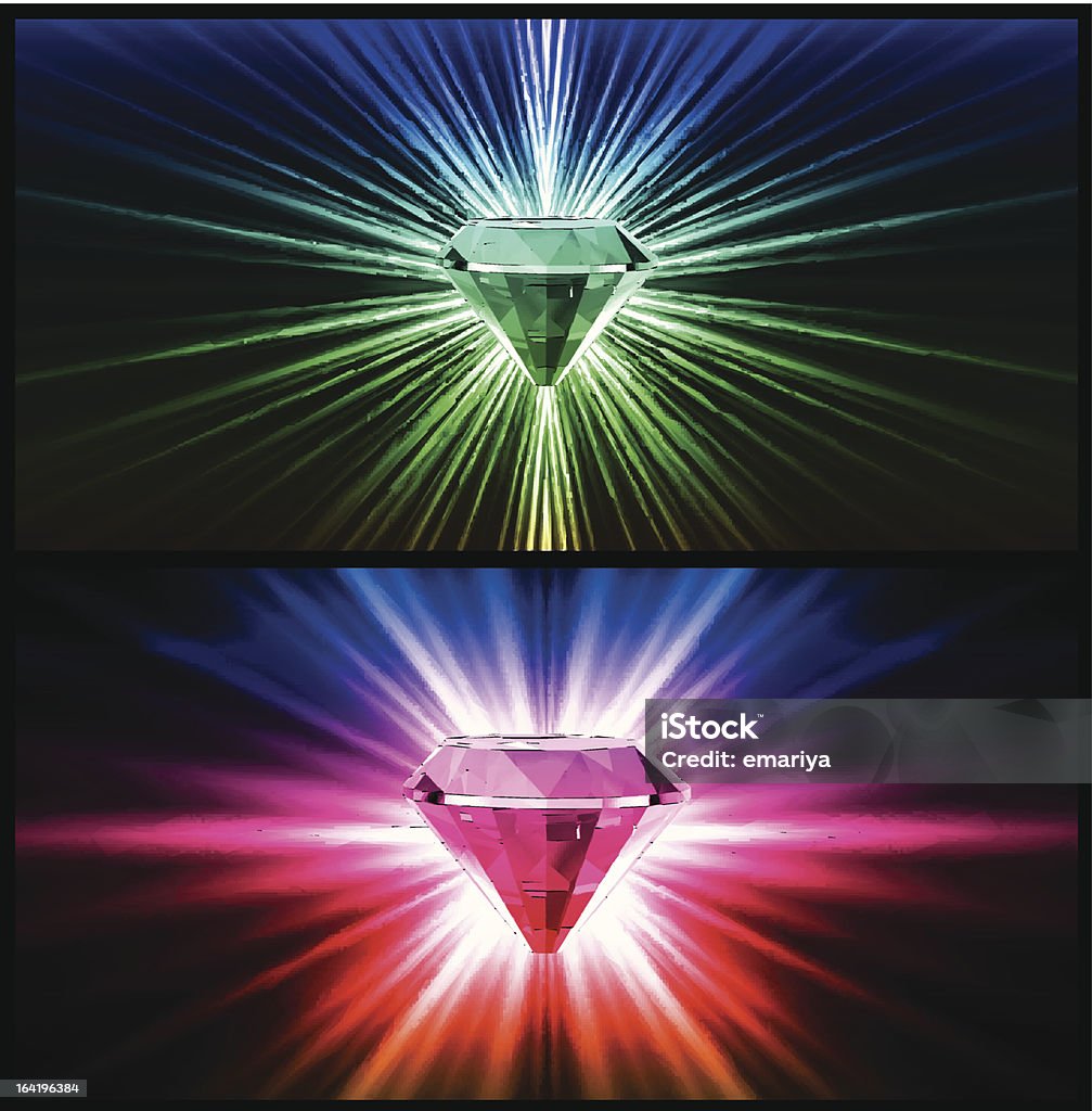 Zwei bunte Diamanten auf hellem Hintergrund. Vektor eps10 - Lizenzfrei Beleuchtet Vektorgrafik