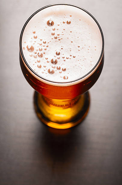 lager beer on table stock photo