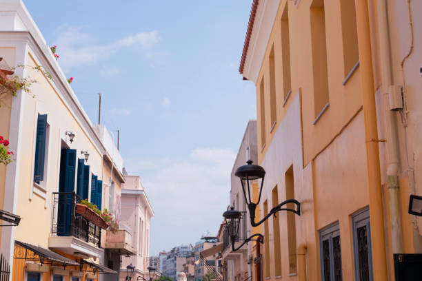 istock Modern yellow facade in Athens, Greece in a typical urban scene 1641964942