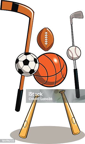 Спортивный Freak — стоковая векторная графика и другие изображения на тему Баскетбол - Баскетбол, Баскетбольный мяч, Бейсбольная бита
