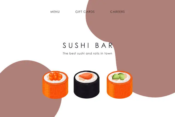 Vector illustration of Web Sushi bar design