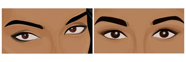 Vector illustration of Women's eyes set, cosmetics advertising, beautiful eyes, banner, poster.