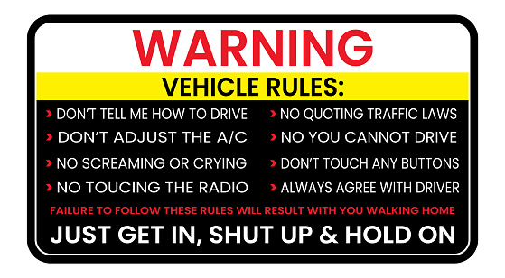 Funny Car Warning Stickers, Funny Vehicle Rules, Car Bumper Decal, For Trucks Automobiles, Decorative Fun Text for Vehicles, Passengers