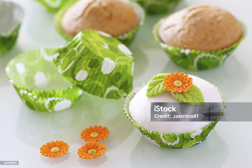 Decorated cupcakes Beautiful  cupcake with spring decoaration Baked Pastry Item Stock Photo