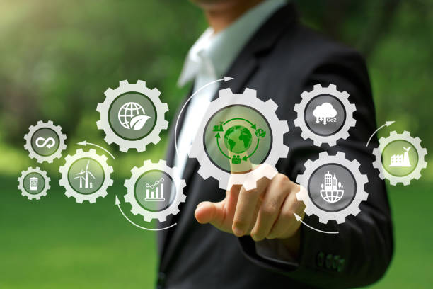 istock LCA-Life cycle assessment concept. Businessman touching green LCA icon for Assessing environmental impacts associated with value chain products. ISO LCA standard.Carbon footprint evaluation. 1641985456