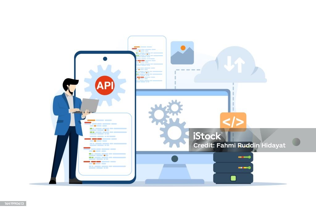 Api Application Programming Interface Concept Of Online Gear Engine ...