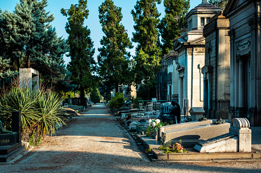 Gravestones in an above-ground cemetery in New Orleans, Louisiana