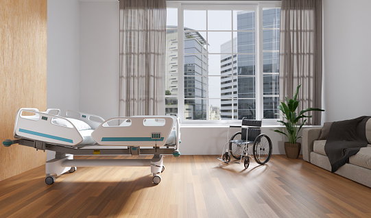 Luxury hospital VIP room design, 3D illustrations rendering