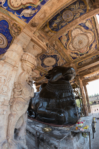 Big nandi at thanjavur temple, UNESCO World Heritage Site, Tamil Nadu, India.
