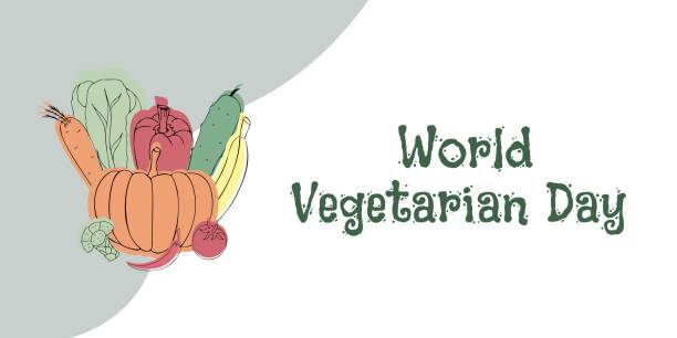 World Vegetarian Day Illustration Banner with vegetables World Vegetarian Day Illustration Banner with vegetables. carrot cake day stock illustrations