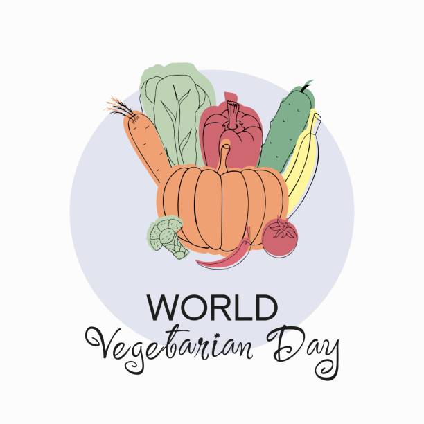 World Vegetarian Day Illustration Banner with vegetables World Vegetarian Day Illustration Banner with vegetables. carrot cake day stock illustrations