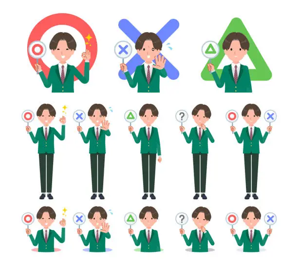 Vector illustration of A set of blazer schoolboy with a round plate