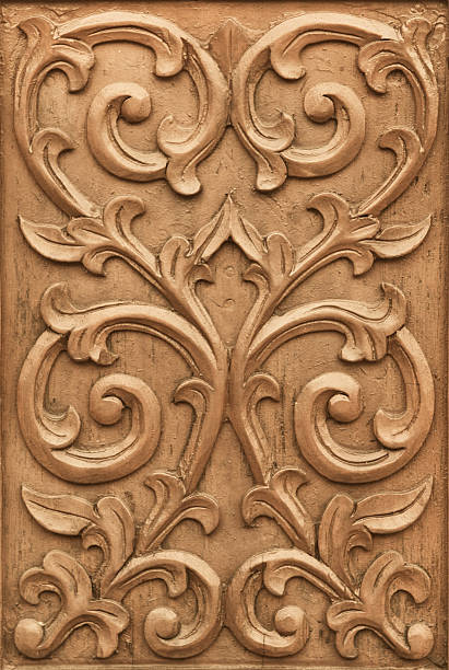 Pattern of flower carved on wood background