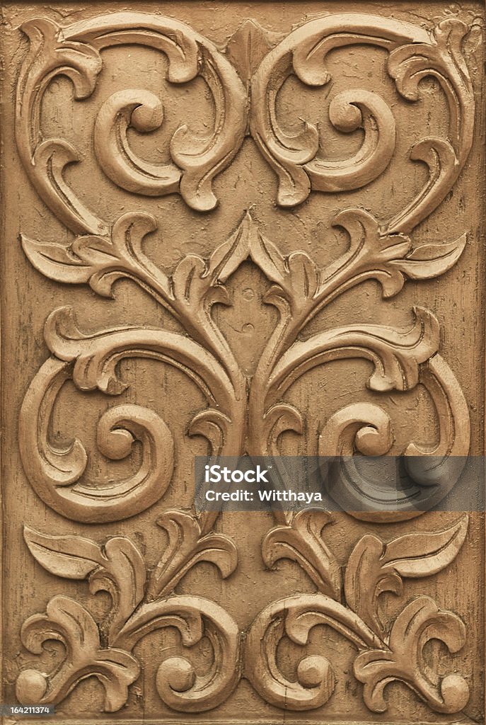 flower carved on wood Pattern of flower carved on wood background Abstract Stock Photo