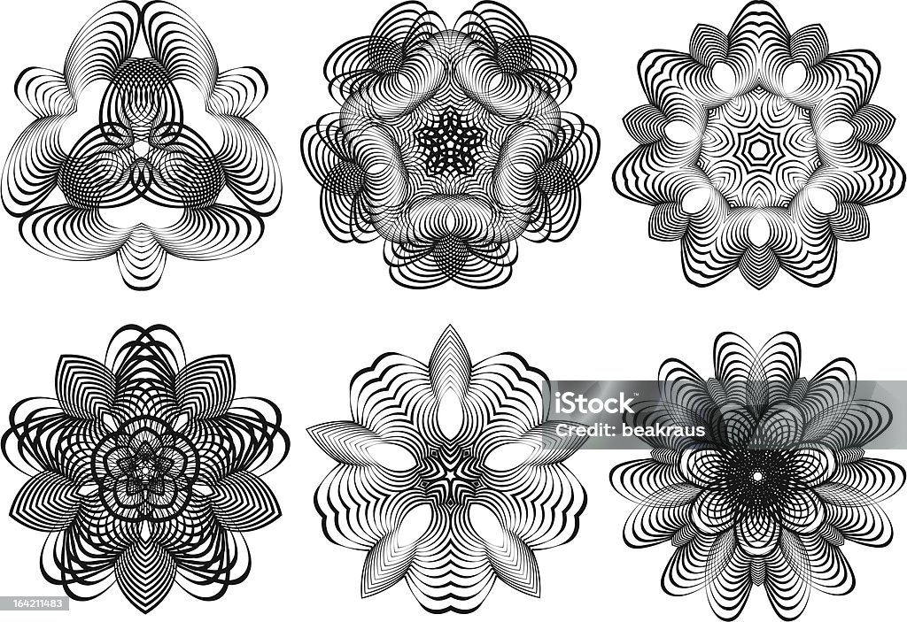 Abstracto geométrico de flores, conjunto de vectores - arte vectorial de Abstracto libre de derechos